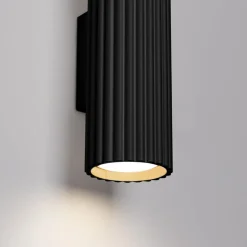 Væglamper ^ SOLLUX LIGHTING Carbon væglampe, sort, højde 20 cm, aluminium, 2 lyskilder.
