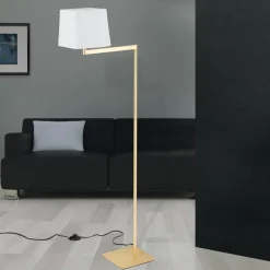 ORION Gulvlamper|Gulvlamper > Carlton tekstilgulvlampe, mat messing