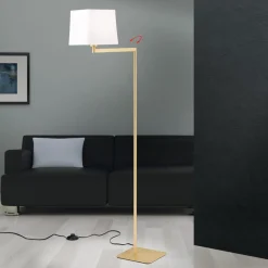 ORION Gulvlamper|Gulvlamper > Carlton tekstilgulvlampe, mat messing