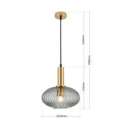 ORION Pendellamper > Carneval pendellampe, antik messing/røggrå, Ø 25 cm, glas