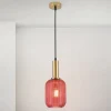 ORION Pendellamper > Carneval pendellampe, antik messing/rød, Ø 14 cm, glas