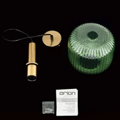 Pendellamper ^ ORION Carneval pendellampe, antik messing/grøn, Ø 20 cm, glas