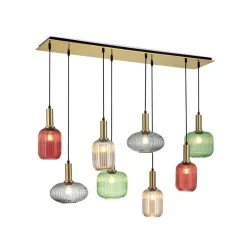 ORION Pendellamper > Carneval pendellampe, farverig, længde 140 cm, glas, 8 lyskilder.
