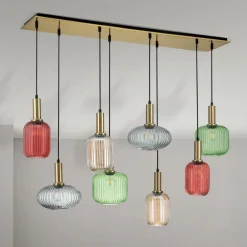 ORION Pendellamper > Carneval pendellampe, farverig, længde 140 cm, glas, 8 lyskilder.