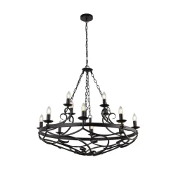 Searchlight Lysekroner > Cartwheel III lysekrone, 12 lyskilder, Ø 89 cm, sort, metal