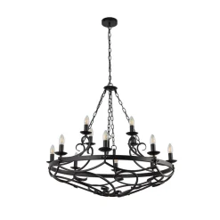 Searchlight Lysekroner > Cartwheel III lysekrone, 12 lyskilder, Ø 89 cm, sort, metal