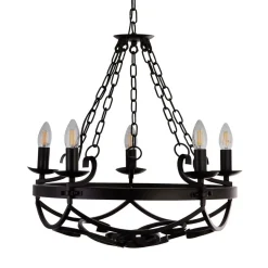 Searchlight Lysekroner > Cartwheel III lysekrone, 5 lyskilder, Ø 54 cm, sort, metal