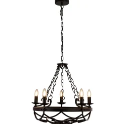 Searchlight Lysekroner > Cartwheel III lysekrone, 5 lyskilder, Ø 54 cm, sort, metal