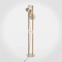 EGLO Gulvlamper|Gulvlamper > Cawton gulvlampe, højde 134,5 cm, stål/brun, 2 lyskilder i stål