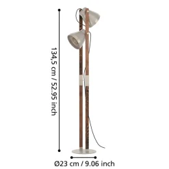 EGLO Gulvlamper|Gulvlamper > Cawton gulvlampe, højde 134,5 cm, stål/brun, 2 lyskilder i stål
