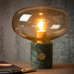 Bordlamper ^ Lucide Charlize bordlampe, marmoreret grøn/ravgul