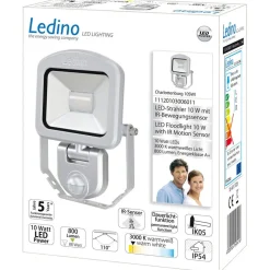 Ledino Væglampe Med Sensor|Udendørs Spot > Charlottenburg spotlight, sensor, sølv 10W 3.000K