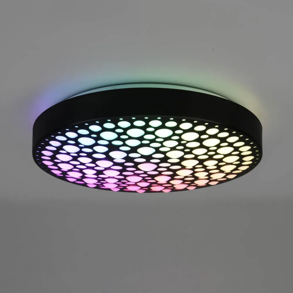 Loftlamper ^ Reality Leuchten Chizu LED-loftlampe Ø 40,5cm kan dæmpes RGB sort