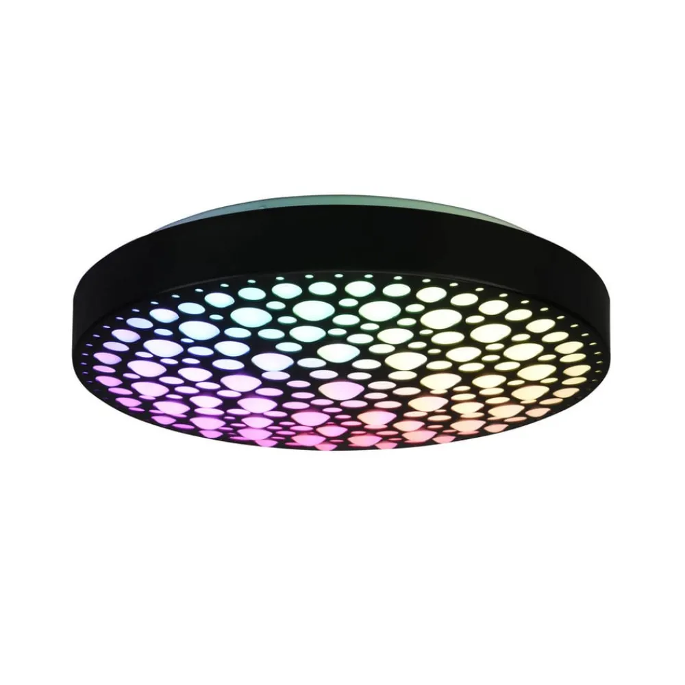 Loftlamper ^ Reality Leuchten Chizu LED-loftlampe Ø 40,5cm kan dæmpes RGB sort