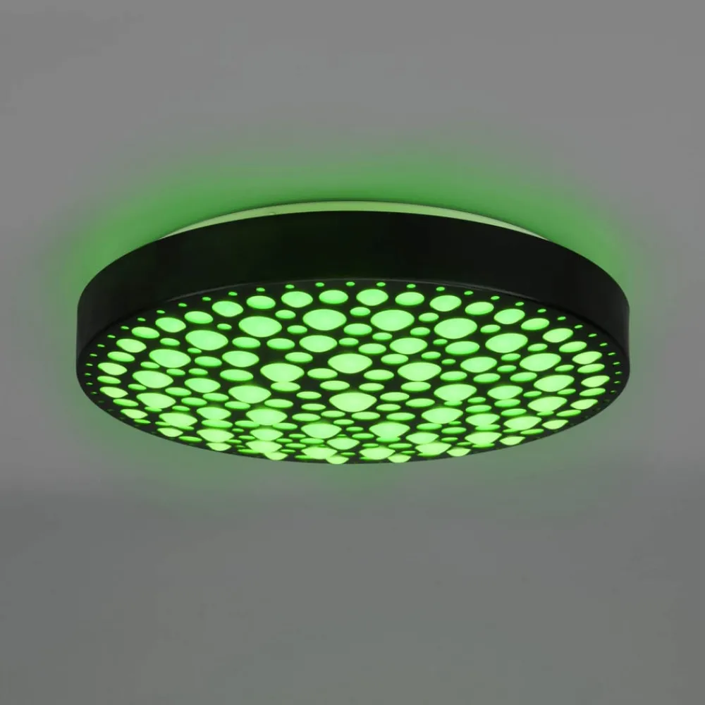 Loftlamper ^ Reality Leuchten Chizu LED-loftlampe Ø 40,5cm kan dæmpes RGB sort