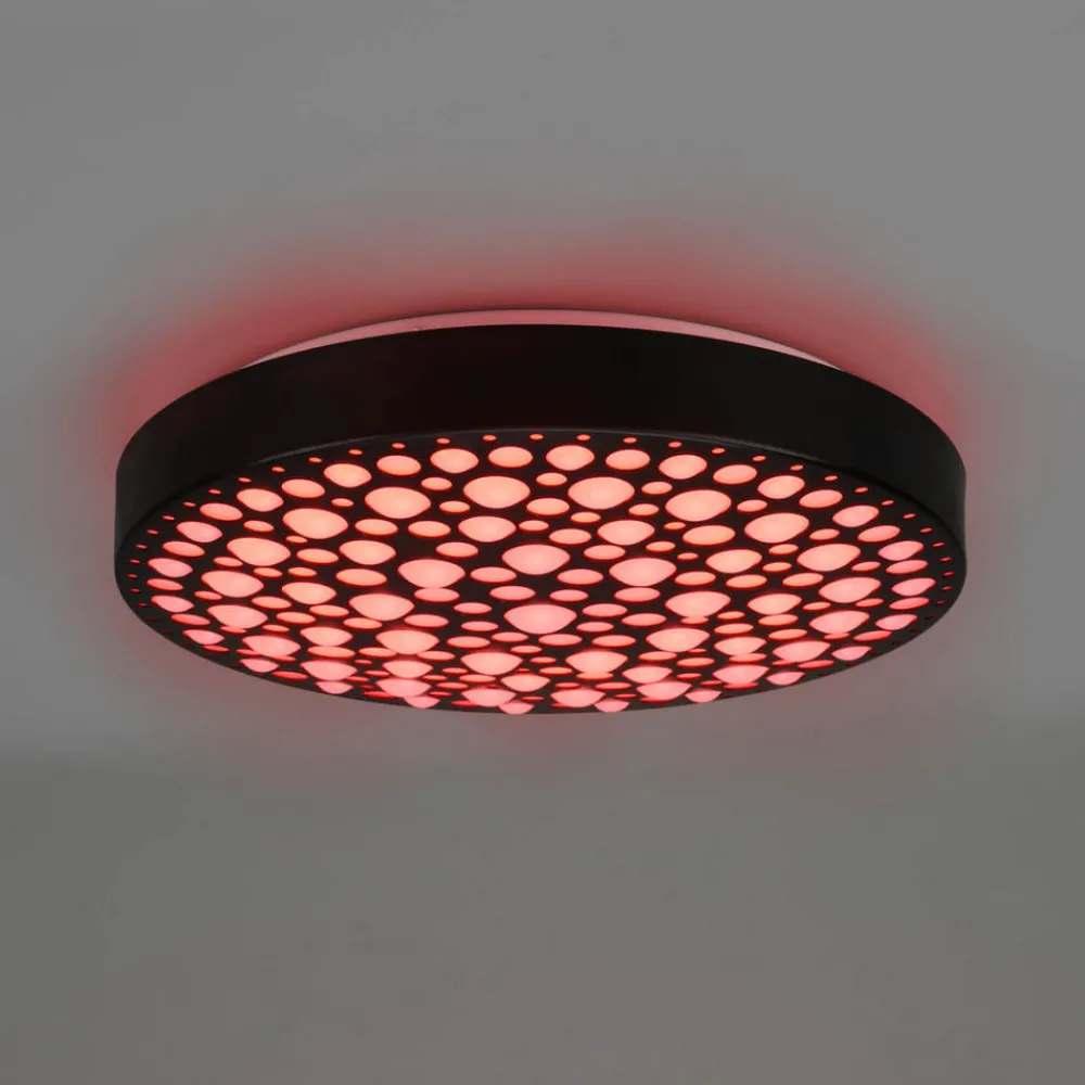 Loftlamper ^ Reality Leuchten Chizu LED-loftlampe Ø 40,5cm kan dæmpes RGB sort