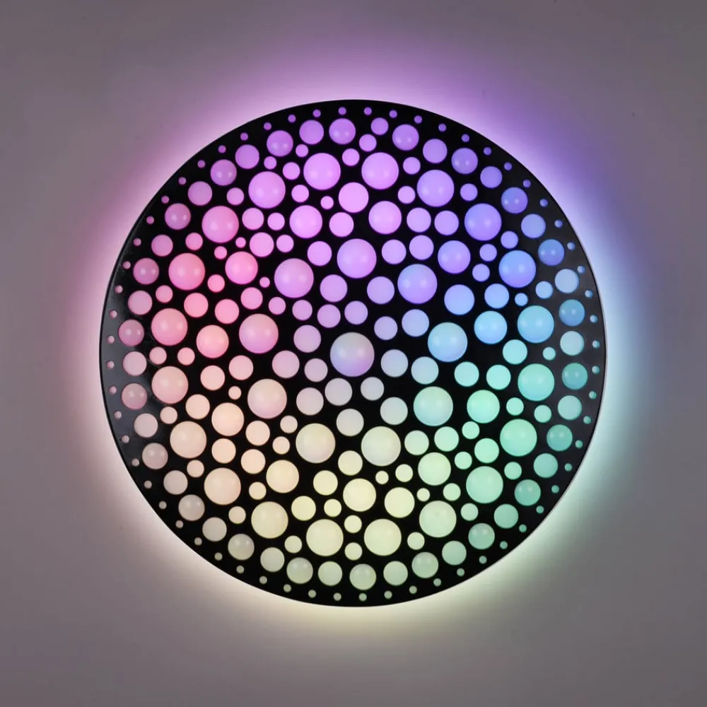 Loftlamper ^ Reality Leuchten Chizu LED-loftlampe Ø 40,5cm kan dæmpes RGB sort