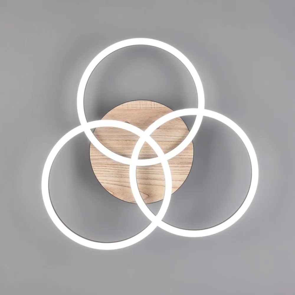 Reality Leuchten Loftlamper|Loftlamper > Circle LED-loftlampe 3 lysk fjernbetjening træ