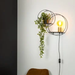 Væglamper ^ Lucide Circle væglampe, sort, 38 cm, E27