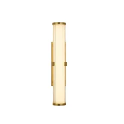 Væg- Og Spejllamper ^ Searchlight Clamp LED-væglampe, guld/hvidt stål, glas, IP44