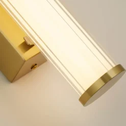 Væg- Og Spejllamper ^ Searchlight Clamp LED-væglampe, guld/hvidt stål, glas, IP44