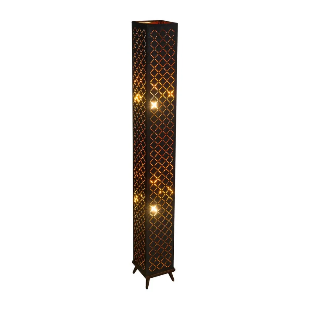Globo Gulvlamper|Gulvlamper > Clarke gulvlampe, sort/guld blad, højde 118 cm, stof