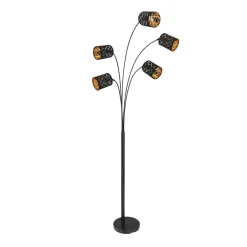 Gulvlamper ^ Globo Clarke gulvlampe, sort/guld, 5 lyskilder