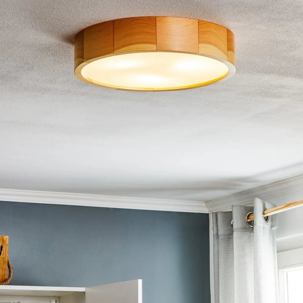 Loftlamper ^ TEMAR LIGHTING Cleo loftlampe, Ø 37,5 cm, 3 lyskilder, fyrretræ, E27