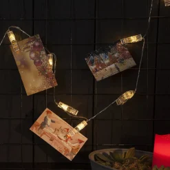 Dekorationsbelysning ^ STAR TRADING Clippy batteridrevet LED-foto-lyskæde, timer