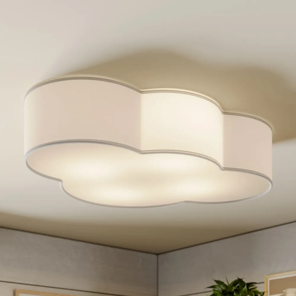 Gang|Loftlamper ^ TK Lighting Cloud loftlampe, hvid, tekstil, længde 62 cm, E27, 4 lyskilder.