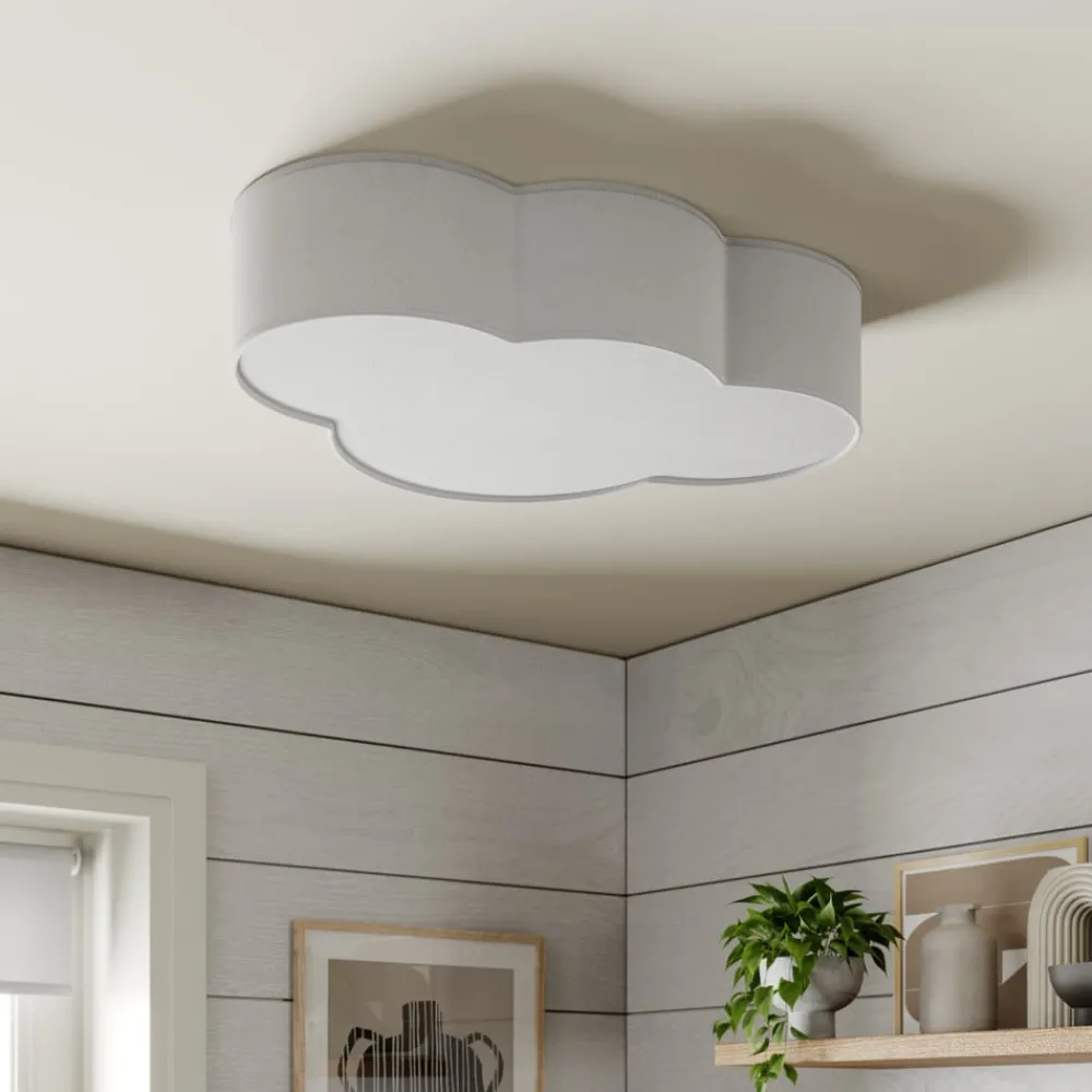 Gang|Loftlamper ^ TK Lighting Cloud loftlampe, hvid, tekstil, længde 62 cm, E27, 4 lyskilder.