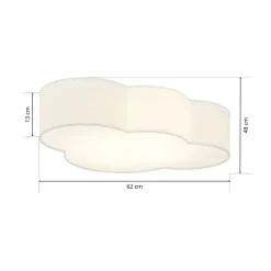 Gang|Loftlamper ^ TK Lighting Cloud loftlampe, hvid, tekstil, længde 62 cm, E27, 4 lyskilder.