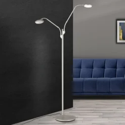 ORION Gulvlamper > Cobra LED-gulvlampe, 2 lyskilder, mat nikkel