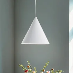 TK Lighting Pendellamper|Pendellamper > Cono pendel, hvid, Ø 25 cm, stål, enkelt lys