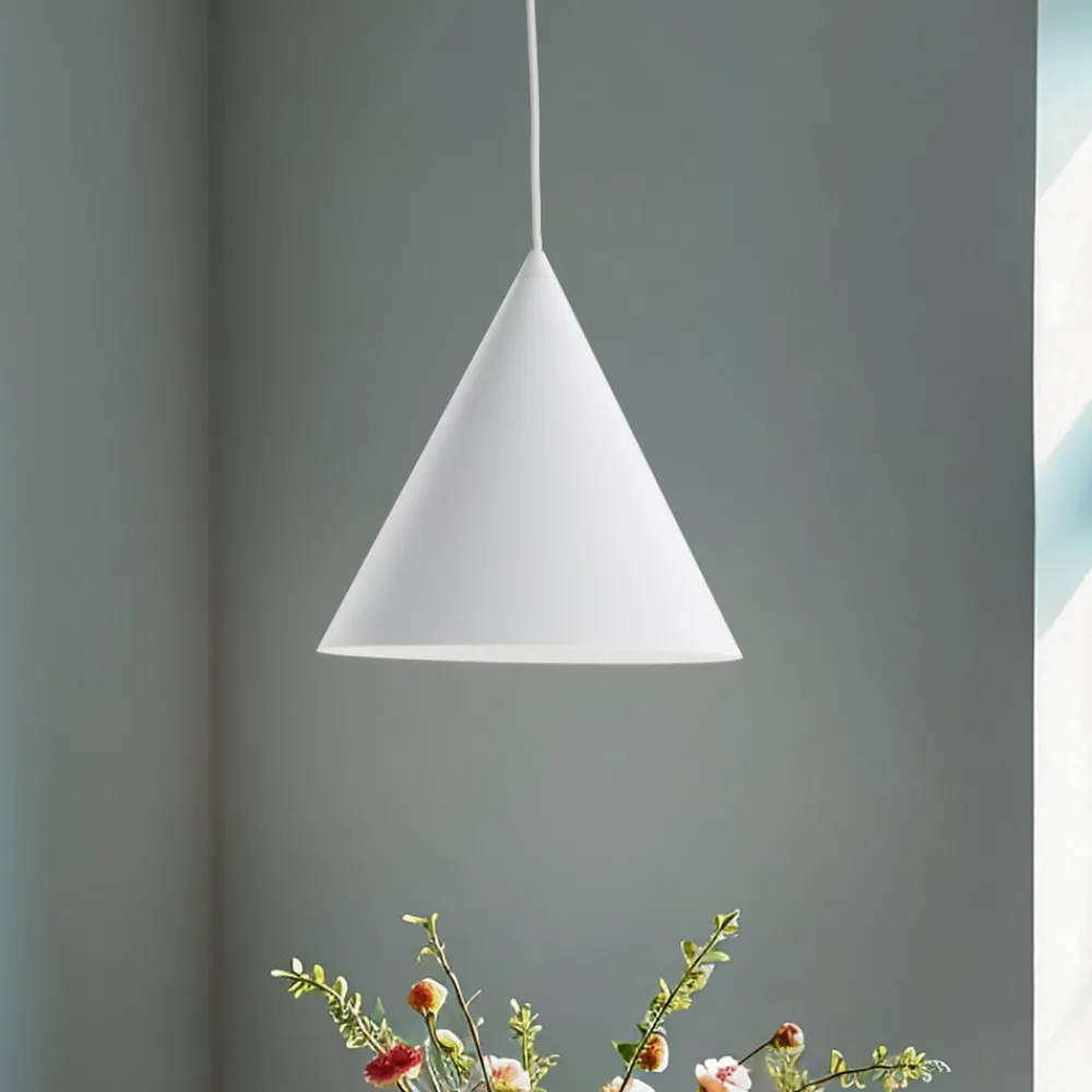 TK Lighting Pendellamper|Pendellamper > Cono pendel, hvid, Ø 25 cm, stål, enkelt lys
