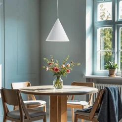 TK Lighting Pendellamper|Pendellamper > Cono pendel, hvid, Ø 25 cm, stål, enkelt lys