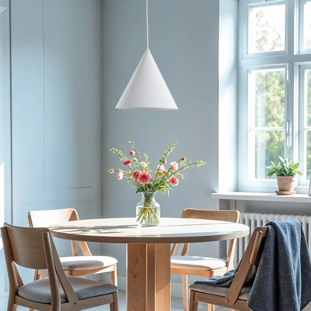 TK Lighting Pendellamper|Pendellamper > Cono pendel, hvid, Ø 25 cm, stål, enkelt lys