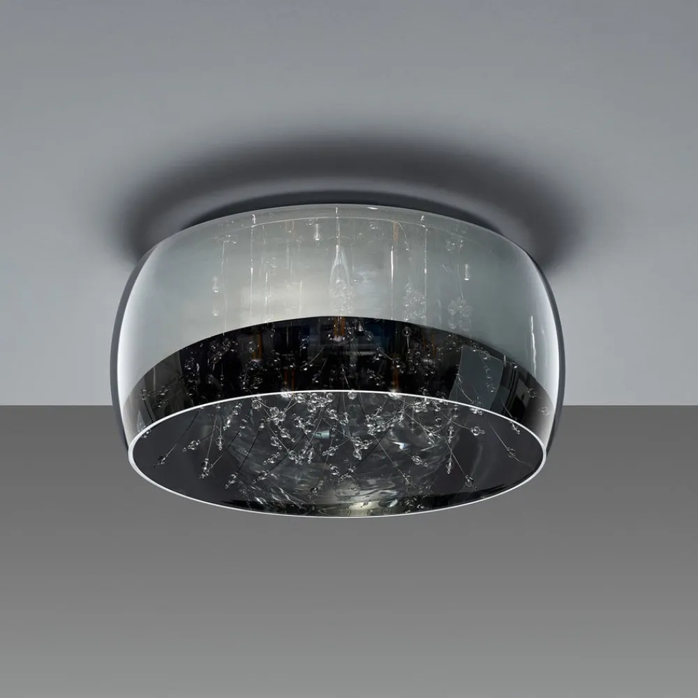 Loftlamper|Loftlamper ^ Trio Lighting Crystel loftslampe af glas, krom, Ø 50 cm