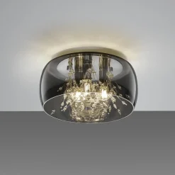 Trio Lighting Loftlamper|Loftlamper > Crystel loftslampe af glas, krom, Ø 34 cm