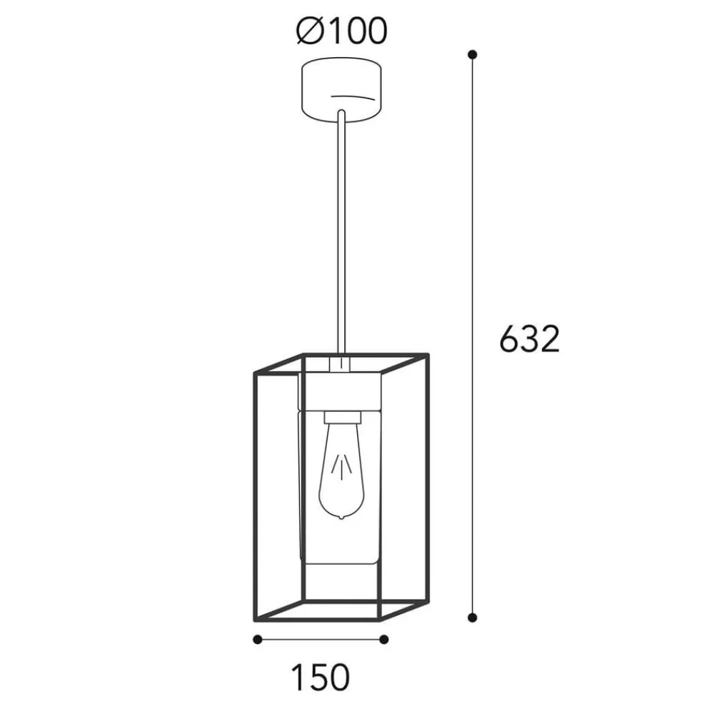 Udendørs Pendellamper ^ Moretti Luce Cubic³ 3368 hængelampe antik messing/klar