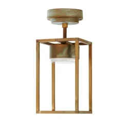 Moretti Luce Udendørs Loftlamper > Cubic 3373 LED udendørs loftlampe, messing/opal