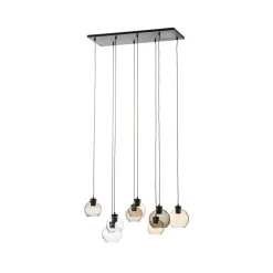 TK Lighting Pendellamper > Cubus hængelampe, 85 cm, 8 lyskilder, klar/honning/brun, glas