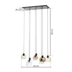 TK Lighting Pendellamper > Cubus hængelampe, 85 cm, 8 lyskilder, klar/honning/brun, glas