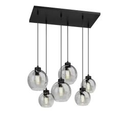 Pendellamper|Pendellamper ^ TK Lighting Cubus hængelampe, røggrå, glas, 74 cm lang, 6 lyskilder