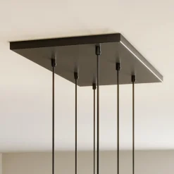 Pendellamper|Pendellamper ^ TK Lighting Cubus hængelampe, røggrå, glas, 74 cm lang, 6 lyskilder