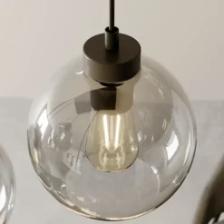 Pendellamper|Pendellamper ^ TK Lighting Cubus hængelampe, røggrå, glas, 74 cm lang, 6 lyskilder