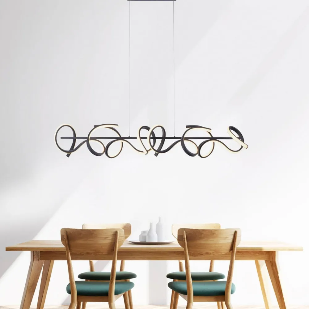 JUST LIGHT. GmbH Pendellamper|Pendellamper > Curls LED-hængelampe, sort, metal, 99 cm lang, dæmpbar