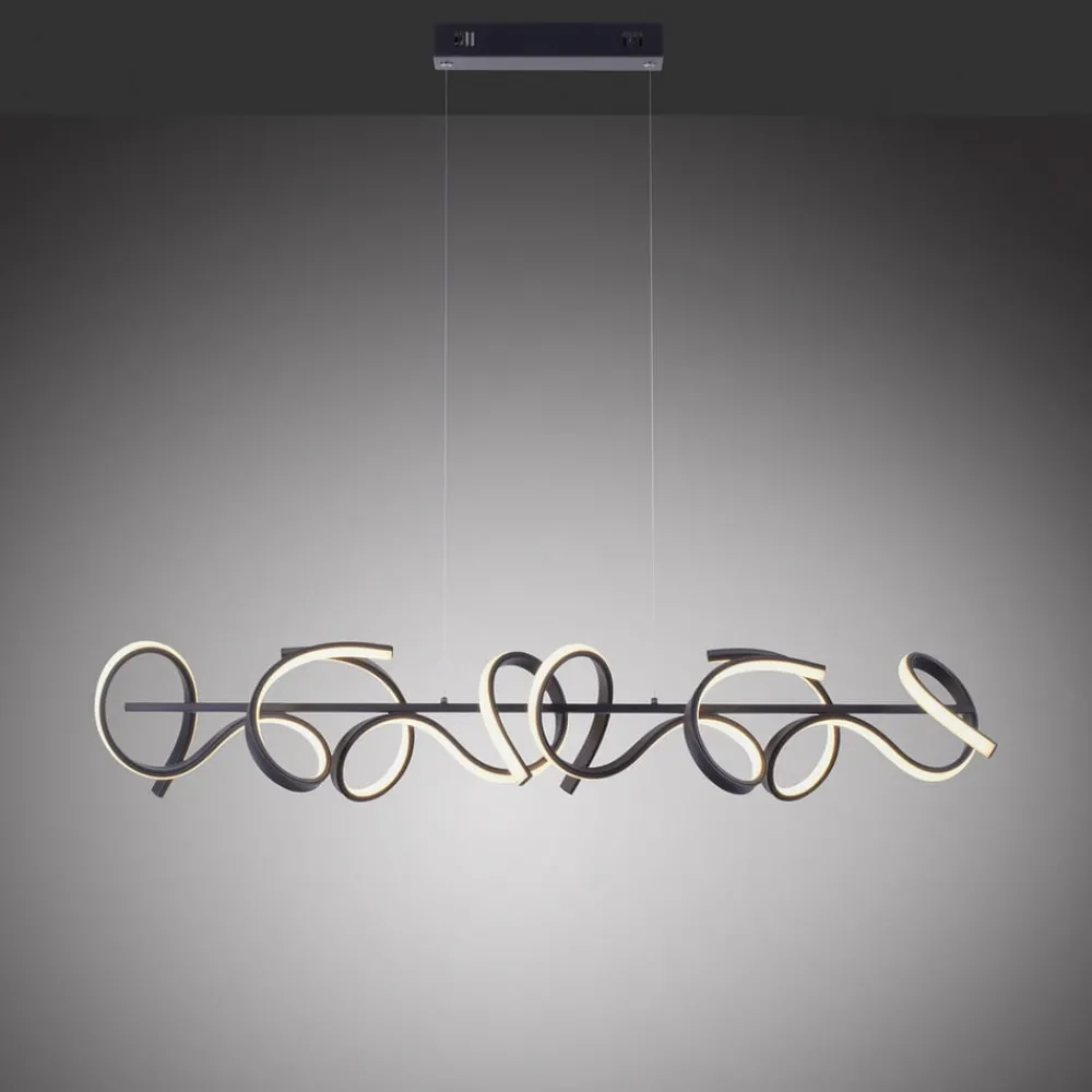 JUST LIGHT. GmbH Pendellamper|Pendellamper > Curls LED-hængelampe, sort, metal, 99 cm lang, dæmpbar