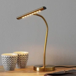 Arbejdsrum/Kontor|Bordlamper ^ Trio Lighting Curtis bøjelig LED-bordlampe, antik messing
