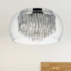 Loftlamper ^ Searchlight Curva loftlampe af glas med alu-spiraler